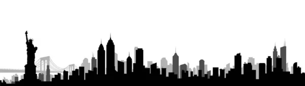 Nueva York Skyline Silhouette Vector Illustration Vector de stock