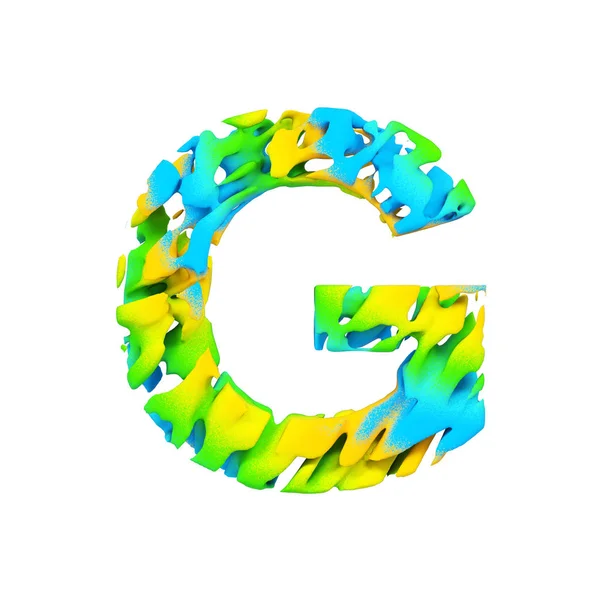 Alfabet Letter Hoofdletters Vloeibare Lettertype Gemaakt Van Blauwe Groene Gele — Stockfoto