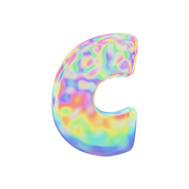 Alfabe harf C büyük harf. Renkli sabun köpüğü komik yazı tipi. Beyaz arka plan üzerinde izole 3d render.