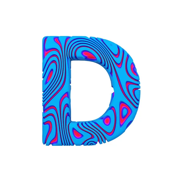 Buchstabe d Großbuchstaben. Sportliche Schrift aus blauem fettem Schriftzug. 3D-Darstellung isoliert auf weißem Hintergrund. — Stockfoto