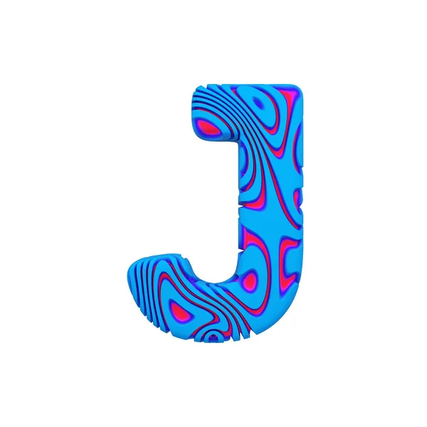 Alfabet letter J hoofdletters. Sportieve lettertype gemaakt van blauwe vet teken. 3D render geïsoleerd op witte achtergrond. — Stockfoto