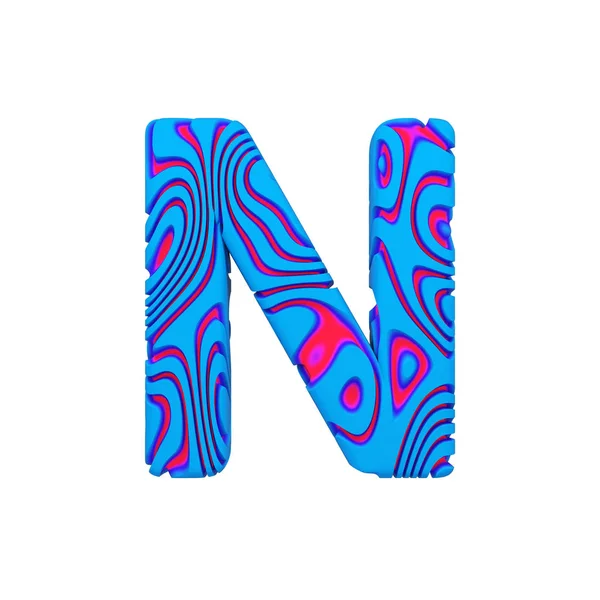 Alphabet bokstaven N versaler. Sportig teckensnitt tillverkad av blå fet logga. 3D render isolerad på vit bakgrund. — Stockfoto