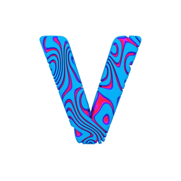 Letra del alfabeto V mayúscula. Fuente deportiva fabricada en blue bold sign. Representación 3D aislada sobre fondo blanco . — Foto de Stock