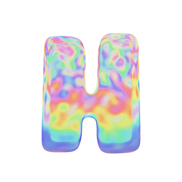 Alphabet letter H uppercase. Funny font made of colorful soap bubble. 3D render isolated on white background. — Stock Photo, Image