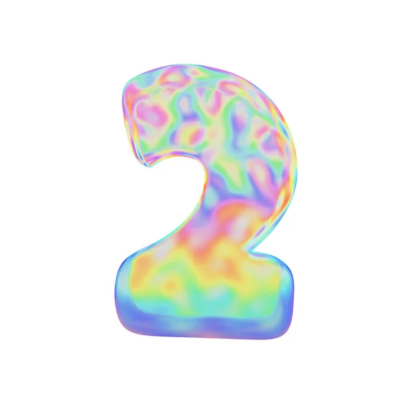 Alphabet number 2. Funny font made of colorful soap bubble. 3D render isolated on white background. — Stock Photo, Image