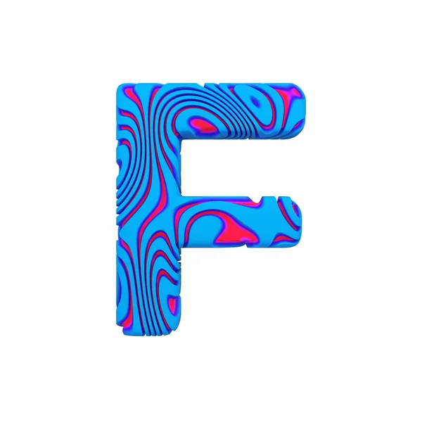 Alfabet letter F hoofdletters. Sportieve lettertype gemaakt van blauwe vet teken. 3D render geïsoleerd op witte achtergrond. — Stockfoto