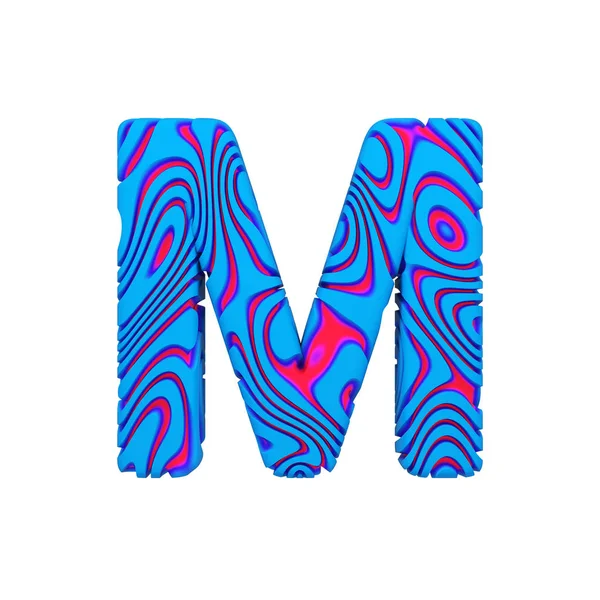 Алфавитная буква М. Шрифт выполнен из синего жирного знака. 3D рендеринг на белом фоне . — стоковое фото