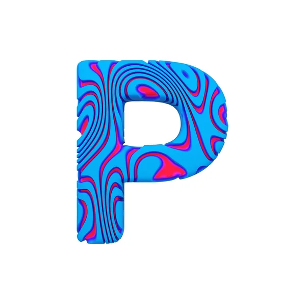 Alphabet letter P uppercase. Sporty font made of blue bold sign. 3D render isolated on white background. — Stock Photo, Image