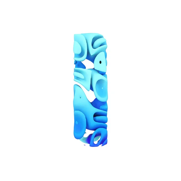 Litery alfabetu I wielkie litery. Niebieski czcionka wykonane tuszem Splash w wodzie. 3D renderowania na białym tle. — Zdjęcie stockowe