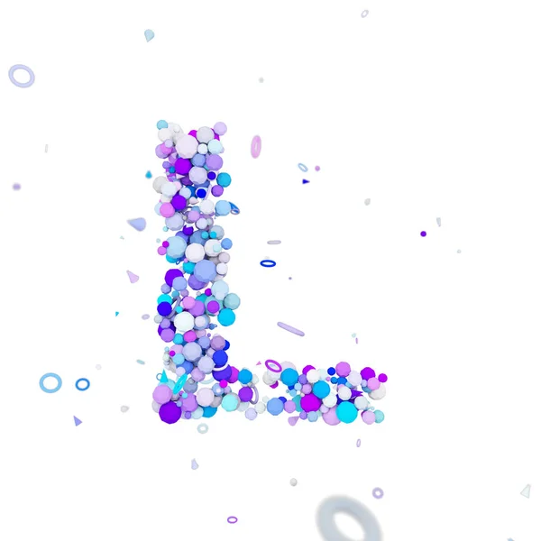 Letra del alfabeto L mayúscula. Funny fuente hecha de bolas azules. Representación 3D aislada sobre fondo blanco . —  Fotos de Stock