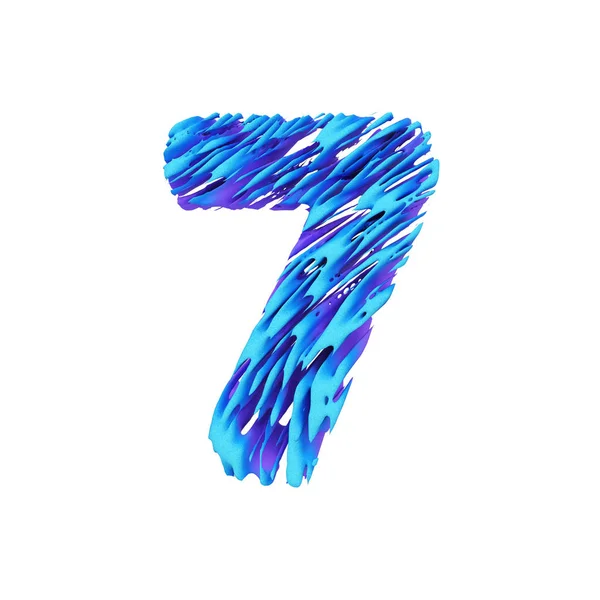 Алфавит номер 7. Большой шрифт из мазков кисти. 3D рендеринг на белом фоне . — стоковое фото