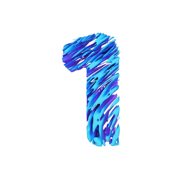 Alfabetet nummer 1. Grungy teckensnitt gjord av penseldrag. 3D render isolerad på vit bakgrund. — Stockfoto