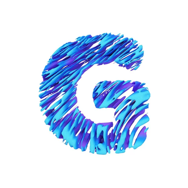 Alphabet bokstaven G versaler. Grungy teckensnitt gjord av penseldrag. 3D render isolerad på vit bakgrund. — Stockfoto