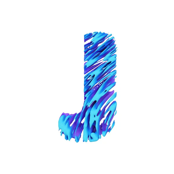 Alfabet letter J hoofdletters. Grungy lettertype gemaakt van penseelstreken. 3D render geïsoleerd op witte achtergrond. — Stockfoto
