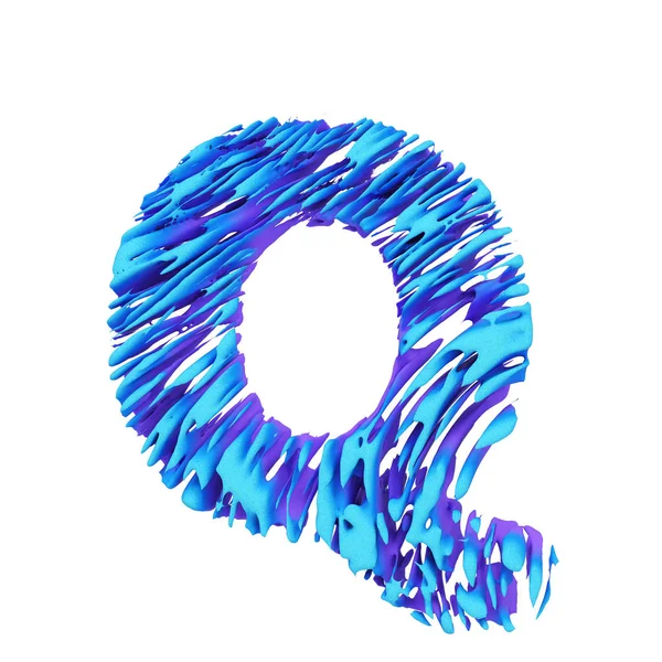 Alfabet letter Q hoofdletters. Grungy lettertype gemaakt van penseelstreken. 3D render geïsoleerd op witte achtergrond. — Stockfoto