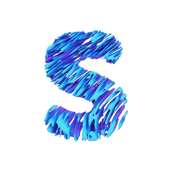 Alfabet letter S hoofdletters. Grungy lettertype gemaakt van penseelstreken. 3D render geïsoleerd op witte achtergrond. — Stockfoto
