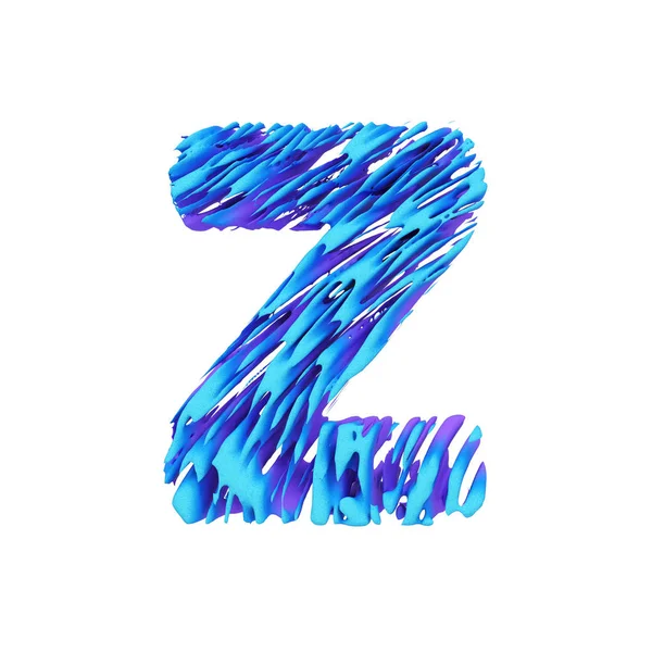 Alphabet bokstaven Z versaler. Grungy teckensnitt gjord av penseldrag. 3D render isolerad på vit bakgrund. — Stockfoto