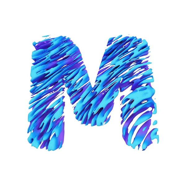 Alphabet bokstaven M versaler. Grungy teckensnitt gjord av penseldrag. 3D render isolerad på vit bakgrund. — Stockfoto