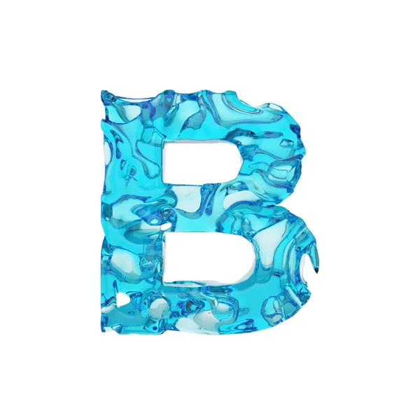 アルファベット大文字の B。新鮮な青い水の液体フォントが作られました。白い背景に分離された 3 d のレンダリング. — ストック写真