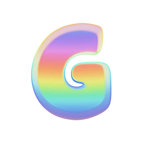 Алфавитная буква G. Радужный шрифт из яркого мыльного пузыря. 3D рендеринг на белом фоне . — стоковое фото