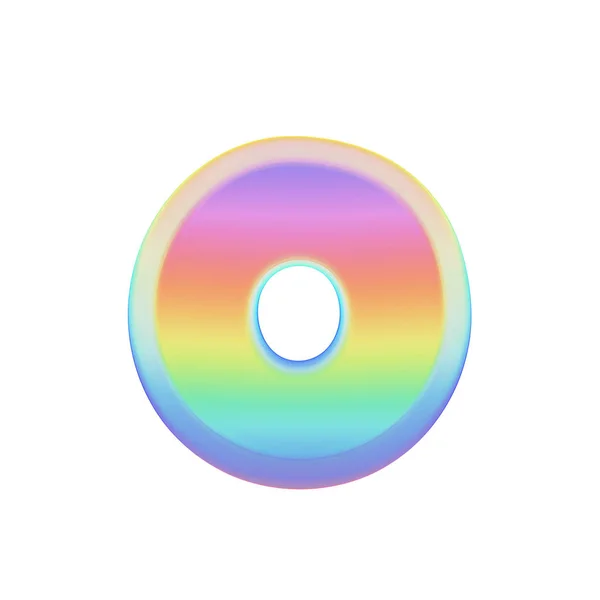 Letra del alfabeto O mayúscula. Fuente Rainbow hecha de burbuja de jabón brillante. Representación 3D aislada sobre fondo blanco . — Foto de Stock