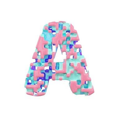 Alfabe harf bir büyük harf. Küp bloklar geometrik yazı tipi. Beyaz arka plan üzerinde izole 3d render.