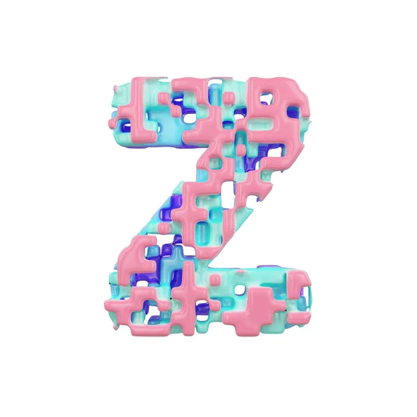 Алфавитная буква Z прописная. Геометрический шрифт из кубических блоков. 3D рендеринг на белом фоне . — стоковое фото