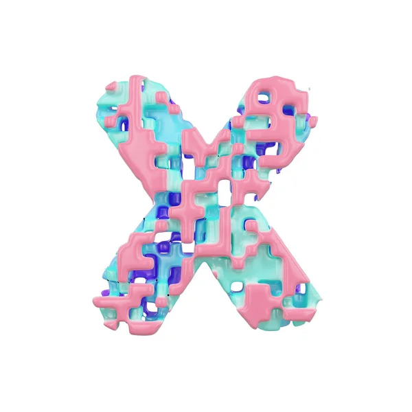 Letra del alfabeto X mayúscula. Fuente geométrica hecha de bloques cúbicos. Representación 3D aislada sobre fondo blanco . — Foto de Stock