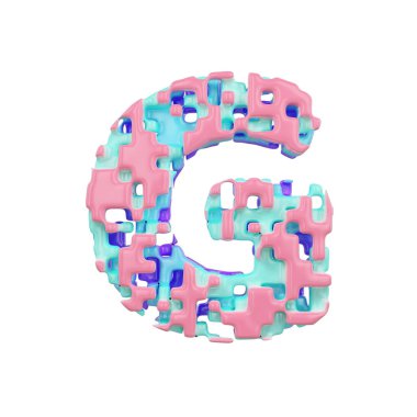 Alfabe harf G büyük harf. Küp bloklar geometrik yazı tipi. Beyaz arka plan üzerinde izole 3d render.