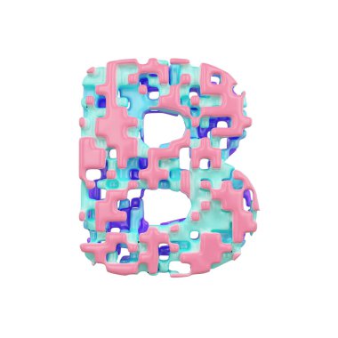 Alfabe harf B büyük harf. Küp bloklar geometrik yazı tipi. Beyaz arka plan üzerinde izole 3d render.