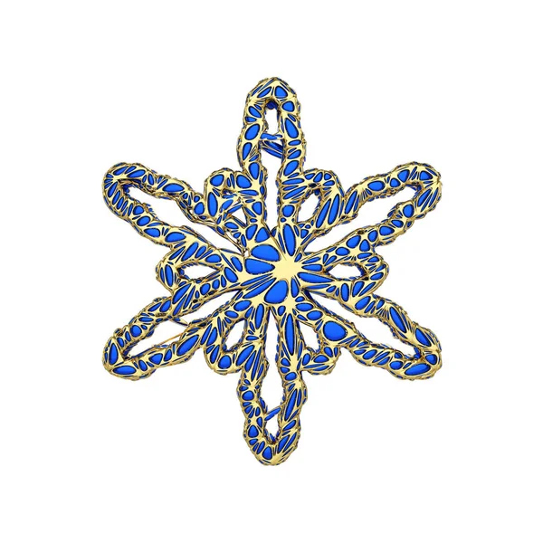 Precious elegant snowflake isolated on white background. Christmas festive element in jewelry openwork style. 3d render. — Stock Photo, Image