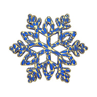 Beyaz arka plan üzerinde izole değerli zarif kar tanesi. Noel şenlikli öğe takı ajur tarzı. 3D render.