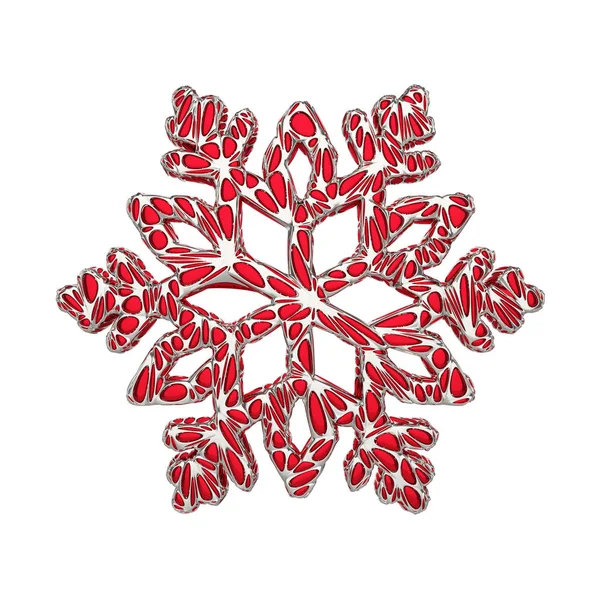Luminoso elegante fiocco di neve isolato su sfondo bianco. Elemento festivo di Natale in stile traforato di gioielli. rendering 3d . — Foto Stock