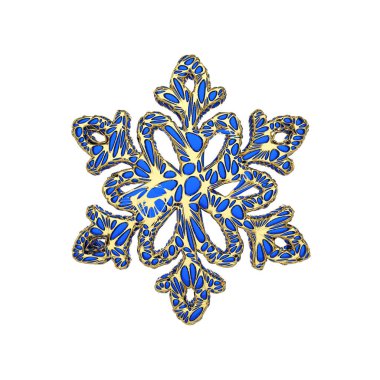 Beyaz arka plan üzerinde izole değerli zarif kar tanesi. Noel şenlikli öğe takı ajur tarzı. 3D render.