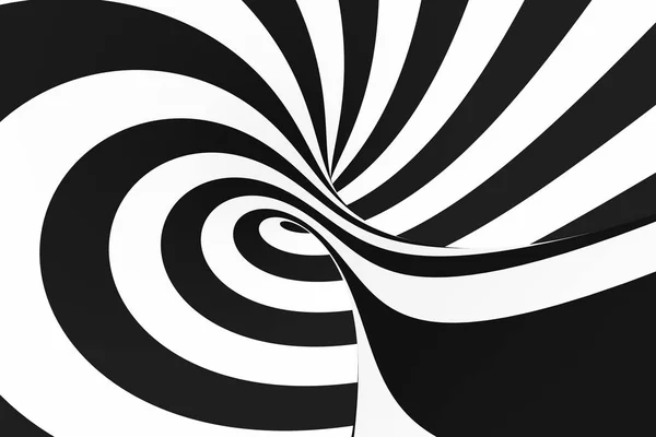 Μαύρο και άσπρο σήραγγα σπείρα. Ριγέ στριμμένα υπνωτικό οπτική ψευδαίσθηση. Αφηρημένα φόντο. — Φωτογραφία Αρχείου
