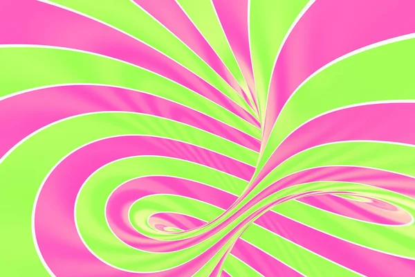 Navidad festivo túnel espiral rosa y verde. Ilusión óptica de piruleta retorcida a rayas. Fondo abstracto . — Foto de Stock