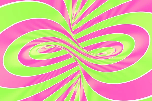 Navidad festivo túnel espiral rosa y verde. Ilusión óptica de piruleta retorcida a rayas. Fondo abstracto . — Foto de Stock