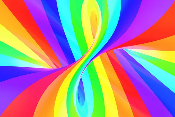 彩虹滑稽螺旋隧道。条纹扭曲欢快的光学错觉。抽象背景. — 图库照片
