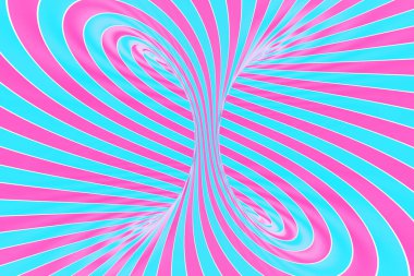 Confection festive pink and blue spiral tunnel. Striped twisted lollipop optical illusion. Abstract background. 3D render. clipart