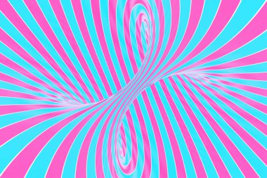 Festival pembe ve mavi sarmal tünel Konfeksiyon. Çizgili bükülmüş lolipop optik yanılsama. Arka plan. 3D render.