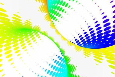 Gökkuşağı noktalı sarmal tünel. Çizgili bükülmüş benekli optik yanılsama. Soyut beyaz noktalı resim arka plan. 3D render.