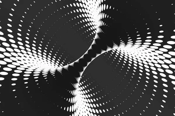 黒と白点線スパイラル トンネル。ストライプ ツイスト斑点のある光学錯覚。ハーフトーンの背景を抽象化します。3 d のレンダリング. — ストック写真