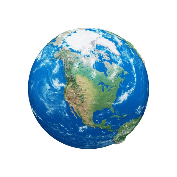 Planet earth dünya beyaz arka plan üzerinde izole. Mavi ve yeşil gerçekçi dünya. Dünya Günü kutlama.