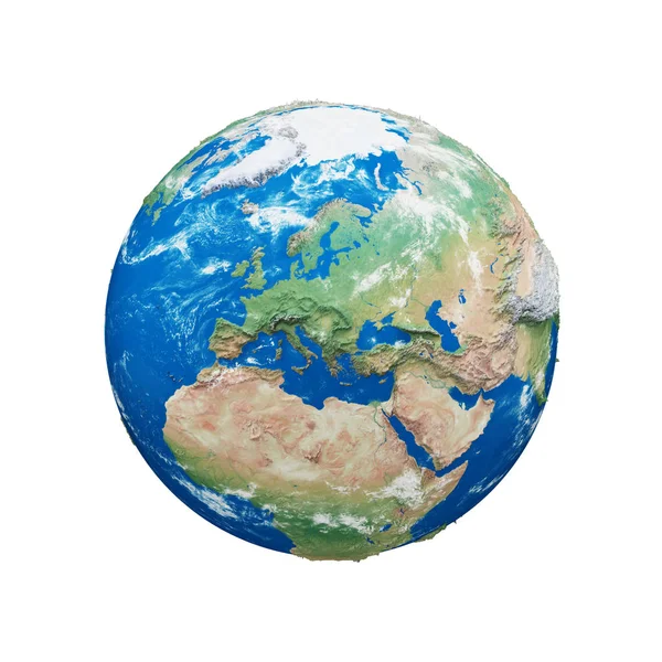 Planet earth dünya beyaz arka plan üzerinde izole. Mavi ve yeşil gerçekçi dünya. Dünya Günü kutlama.