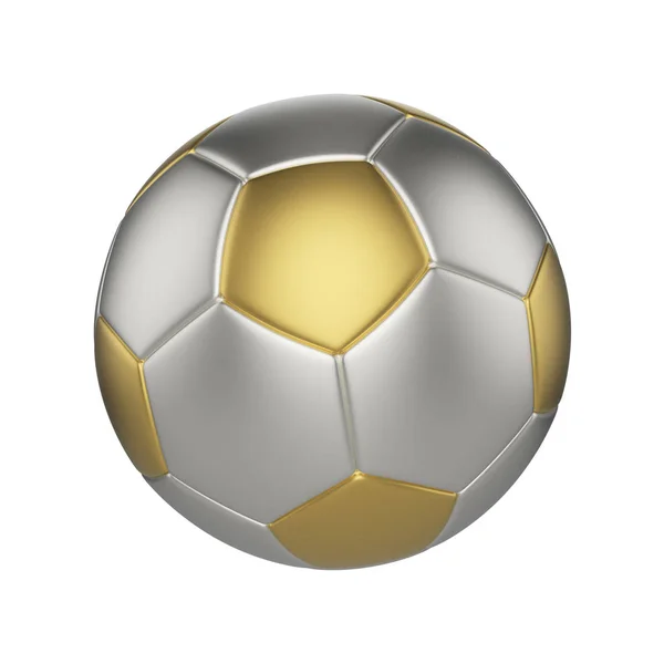 Ballon de football isolé sur fond blanc. Ballon de football or et argent . — Photo