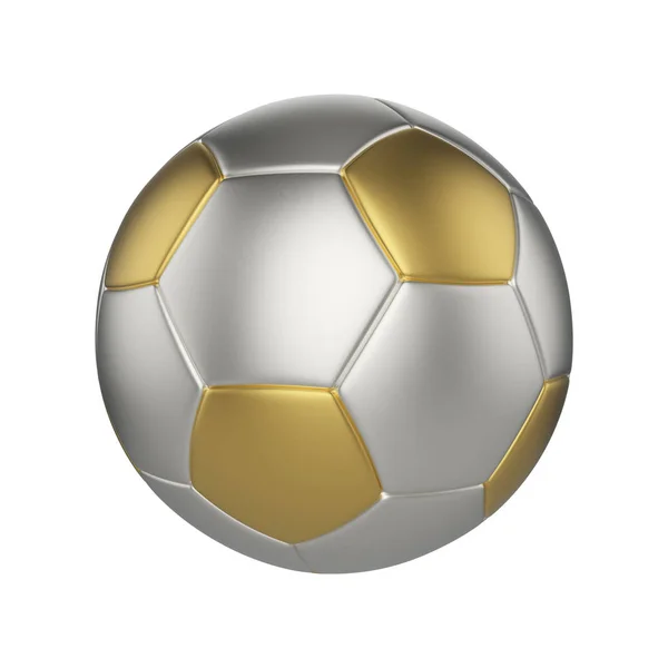Ballon de football isolé sur fond blanc. Ballon de football or et argent . — Photo