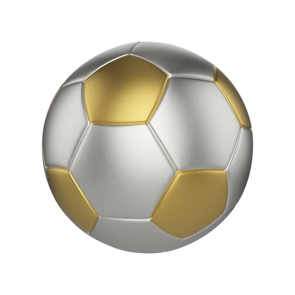 Fußball isoliert auf weißem Hintergrund. Fußball aus Gold und Silber. — Stockfoto