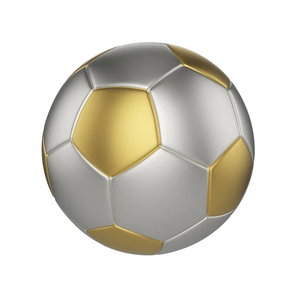Ballon de football isolé sur fond blanc. Ballon de football or et argent . — Photo