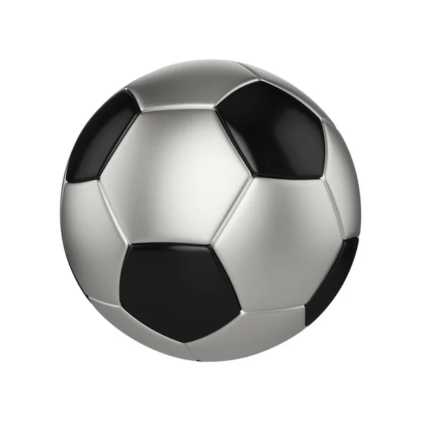 Ballon de football isolé sur fond blanc. Ballon de football noir et argent . — Photo