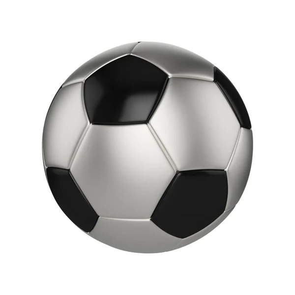 Pelota de fútbol aislada sobre fondo blanco. Pelota de fútbol negro y plata . — Foto de Stock